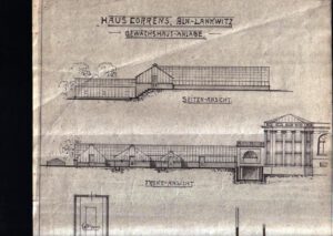 Siemensvilla_Corrensvilla Skizze mit Gewaechshaeuser
